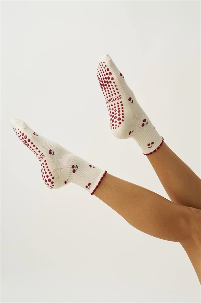 🍒 Lille Kirsebærblad Grebssok, Pilates Sokker